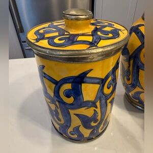 Royal Ontario Museum  9” Lidded Canister – Hand-Painted Mediterranean Pottery